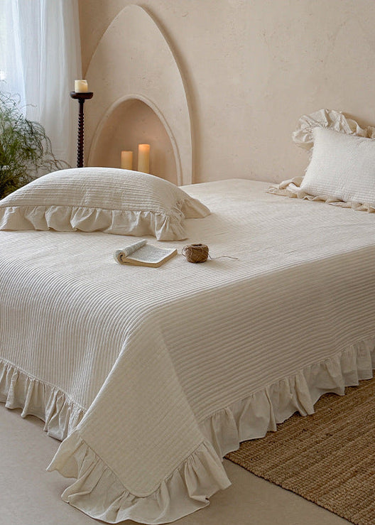 Seraphina Floral Ruffle Bedding Set / White