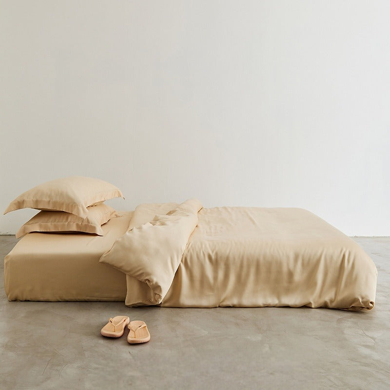 Solid Tencel Bedding Set Yellow / Small Fitted