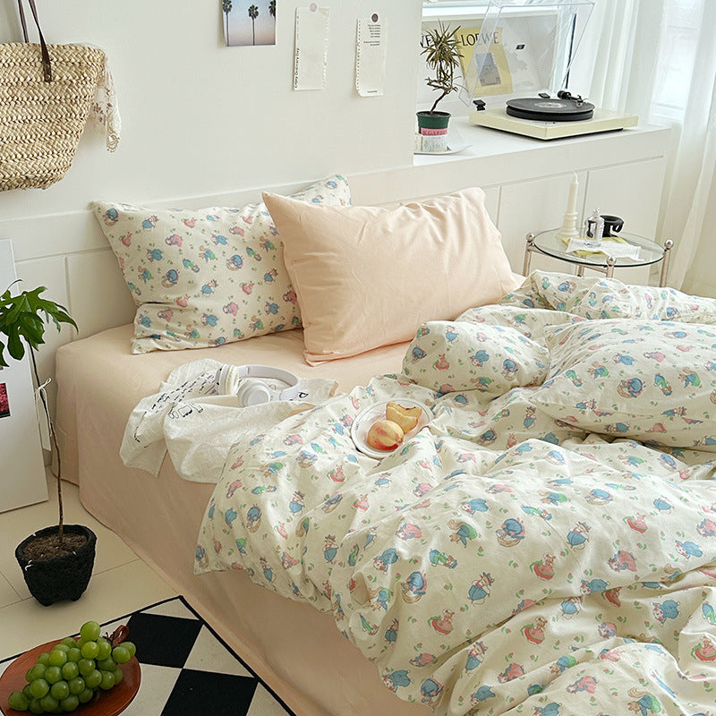 Sweet Floral Bedding Set Cream / Small Flat