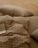 Gingham Duvet Cover / Brown