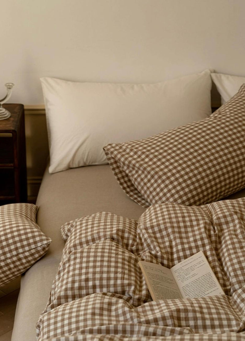 Gingham Bedding Set / Brown