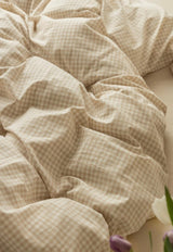 Gingham Bedding Set / Brown