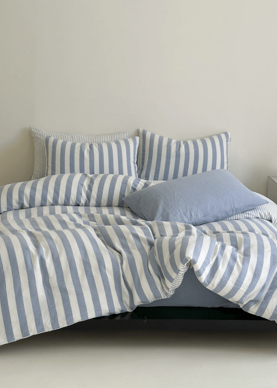 -Ever Lasting - Abigail Striped Bedding Set / Blue -Bedding Set -Ever Lasting
