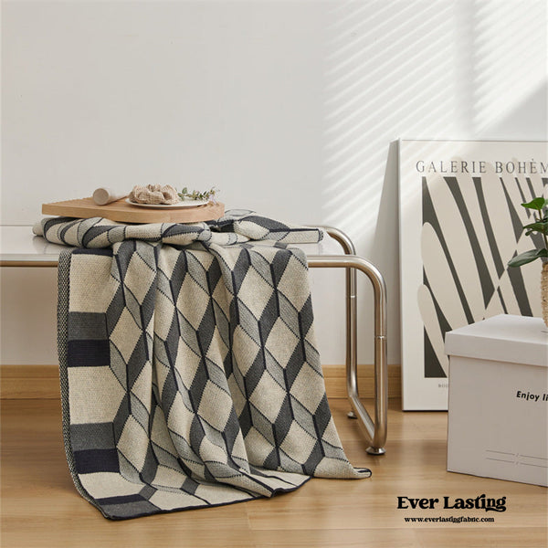 Abstract Blocks Blanket / Gray Beige Blankets