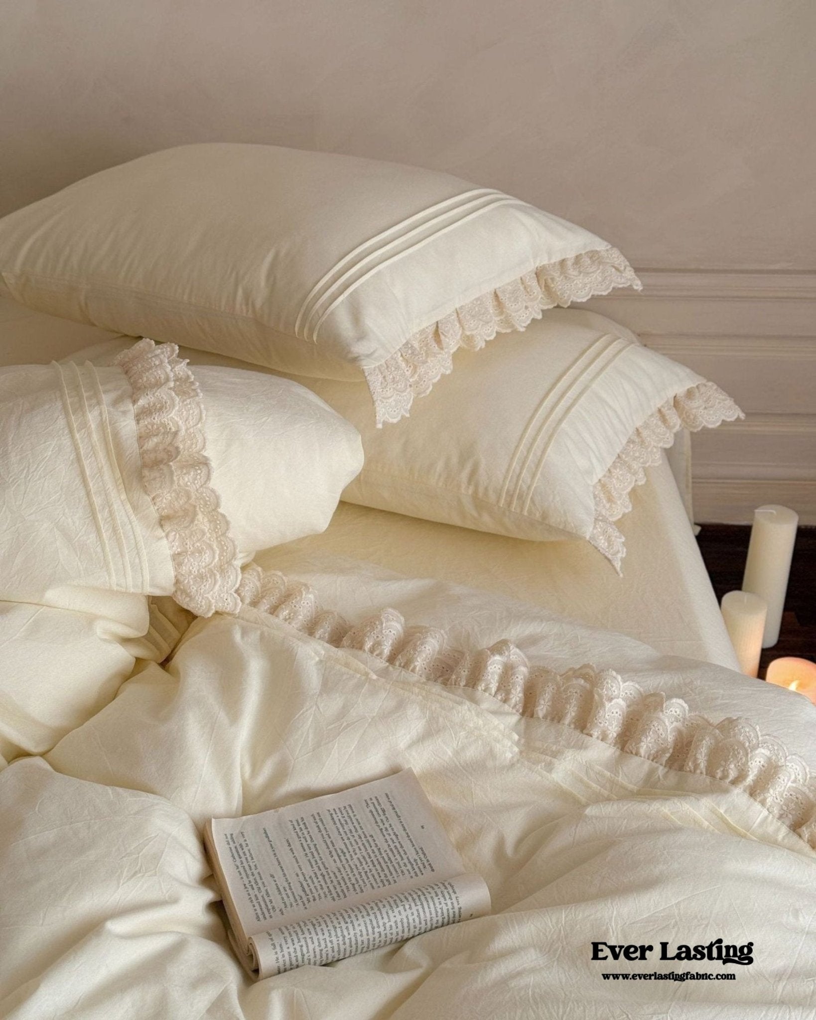 Accordion Pleated Lace Ruffled Bedding Set - Ever Lasting
