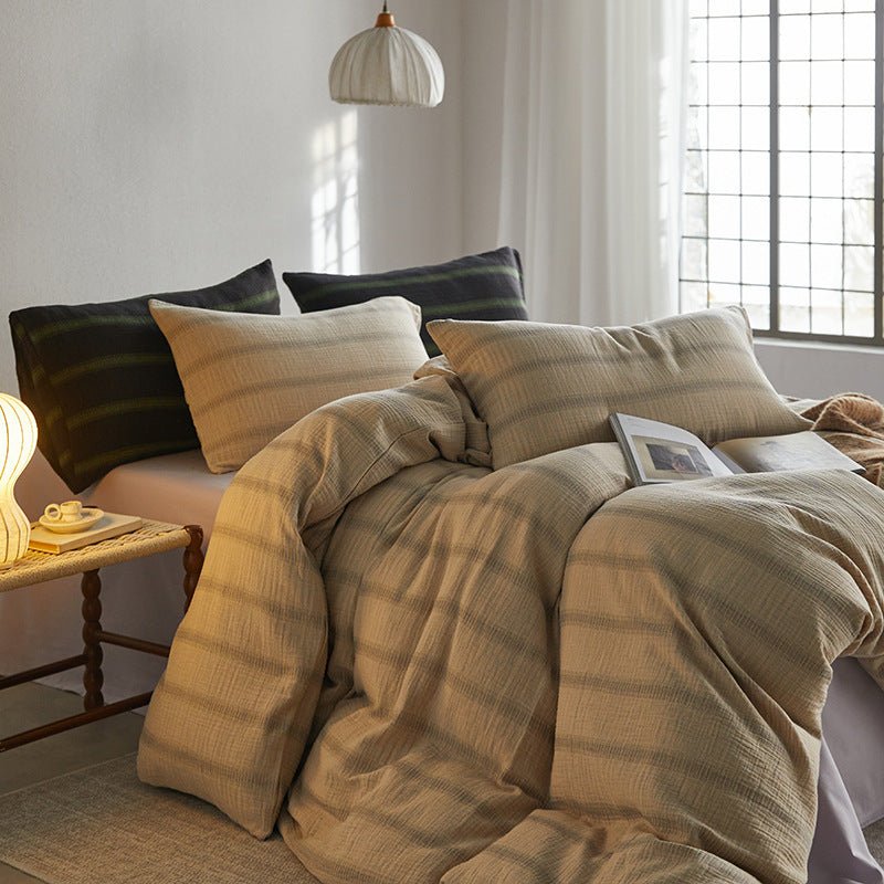  - Ever Lasting - Aiden Striped Bedding Set / Khaki - Bedding Set - Ever Lasting