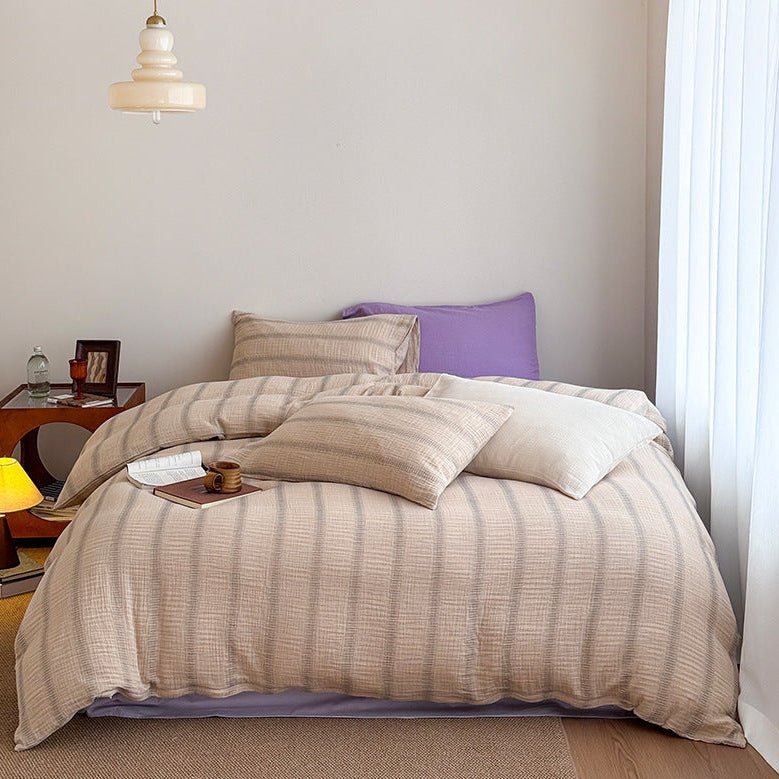  - Ever Lasting - Aiden Striped Bedding Set / Khaki - Bedding Set - Ever Lasting