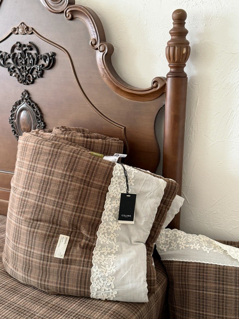 -Ever Lasting - Ainsley Gingham Washed Cotton Bedding Set/ Red -Bedding Set -Ever Lasting