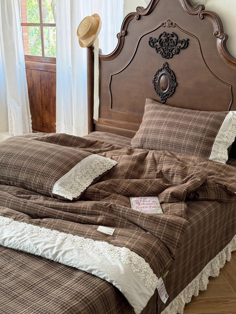-Ever Lasting - Ainsley Gingham Washed Cotton Bedding Set/ Red -Bedding Set -Ever Lasting