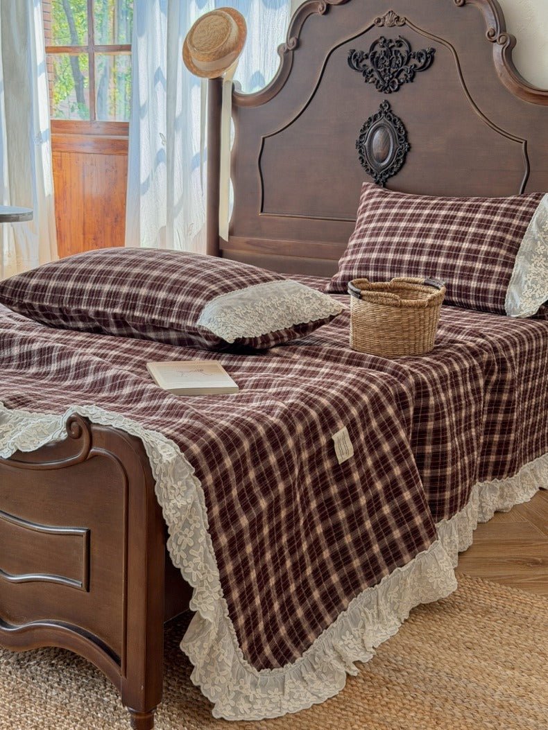 -Ever Lasting - Ainsley Gingham Washed Cotton Bedding Set/ Red -Bedding Set -Ever Lasting