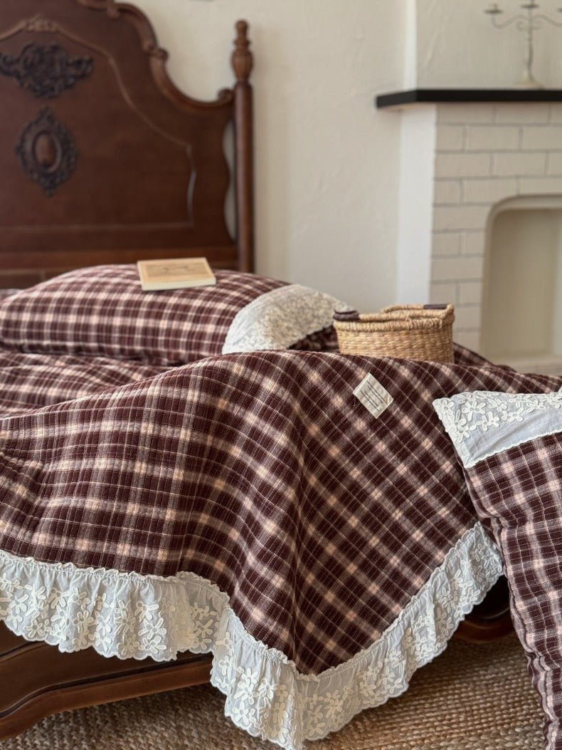 -Ever Lasting - Ainsley Gingham Washed Cotton Bedding Set/ Red -Bedding Set -Ever Lasting