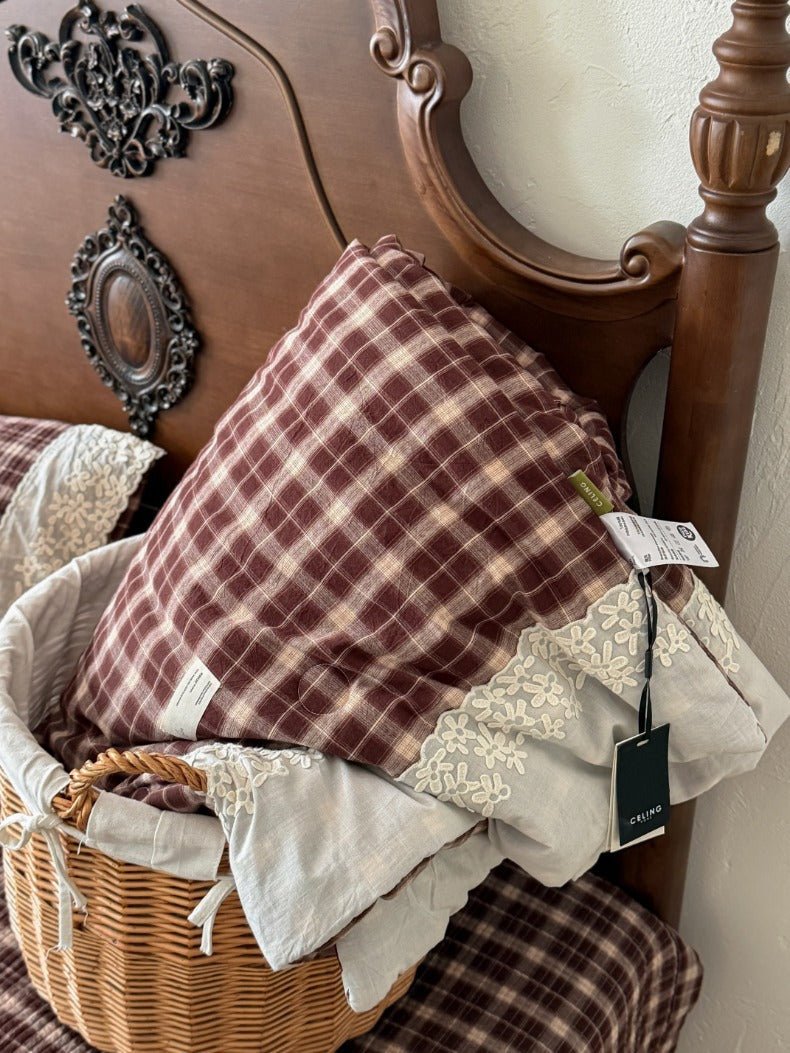 -Ever Lasting - Ainsley Gingham Washed Cotton Bedding Set/ Red -Bedding Set -Ever Lasting