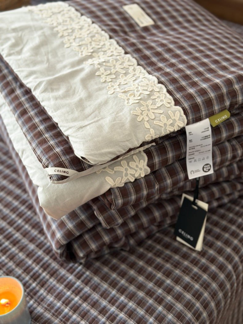 -Ever Lasting - Ainsley Gingham Washed Cotton Bedding Set/ Red -Bedding Set -Ever Lasting