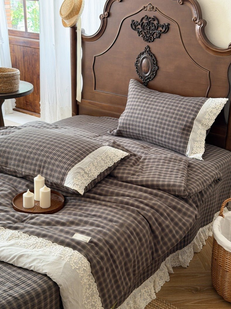 -Ever Lasting - Ainsley Gingham Washed Cotton Bedding Set/ Red -Bedding Set -Ever Lasting