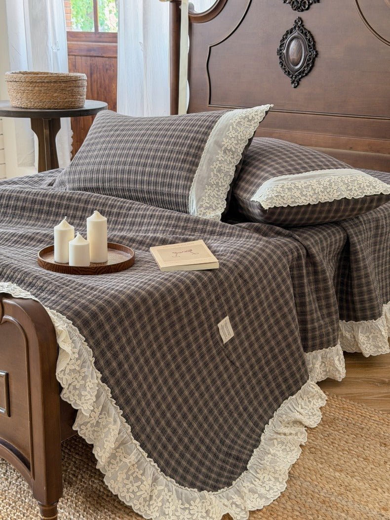 -Ever Lasting - Ainsley Gingham Washed Cotton Bedding Set/ Red -Bedding Set -Ever Lasting
