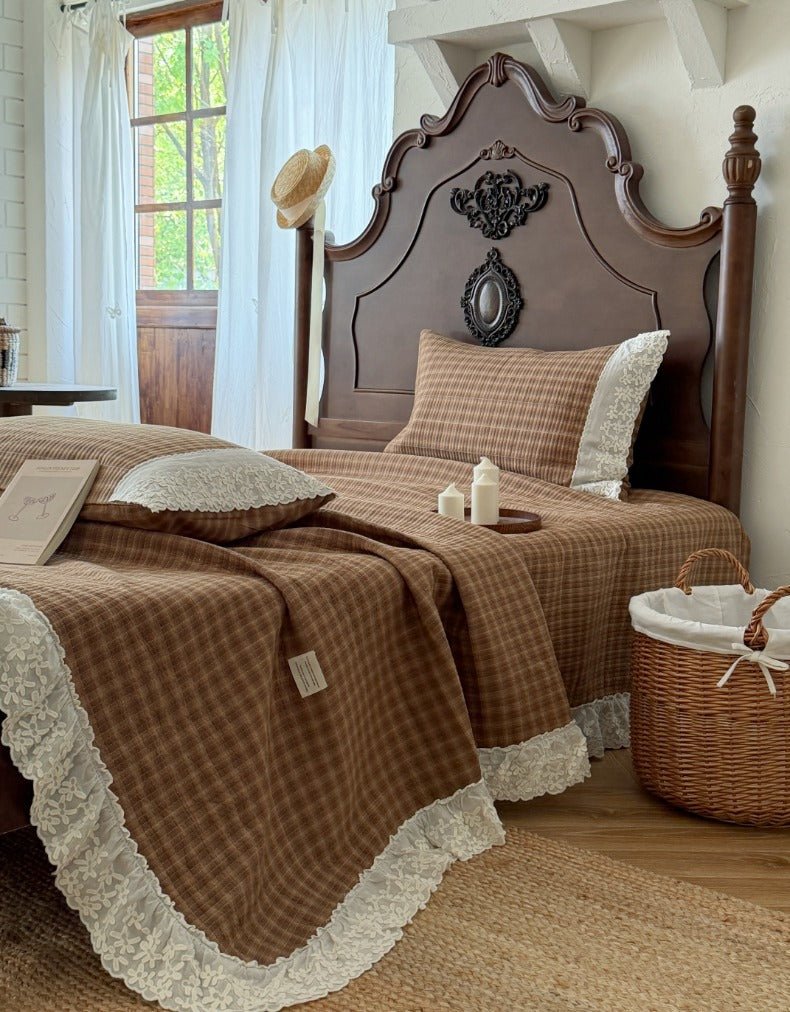 -Ever Lasting - Ainsley Gingham Washed Cotton Bedding Set/ Red -Bedding Set -Ever Lasting