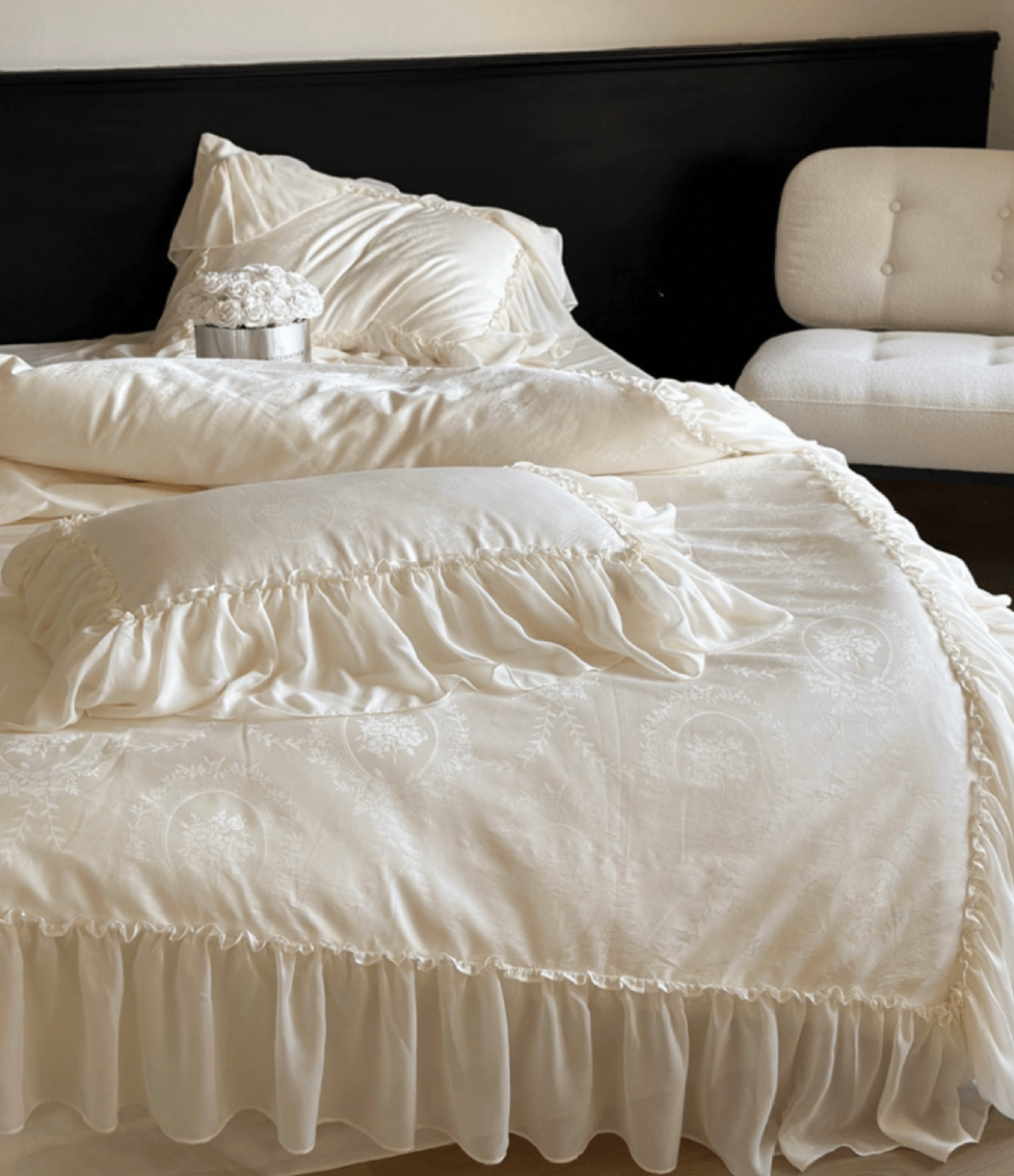  - Ever Lasting - Airy Silky Floral Lace Bedding Bundle - Bedding Bundle - Ever Lasting