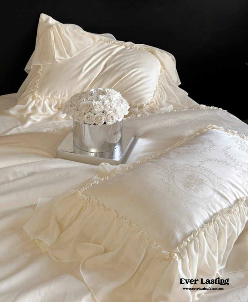 Airy Silky Floral Lace Bedding Set