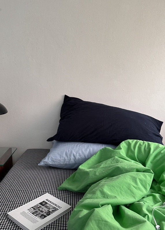  - Ever Lasting - Alessia Gingham Washed Cotton Bedding Set / Blue + Green - Bedding Set - Ever Lasting