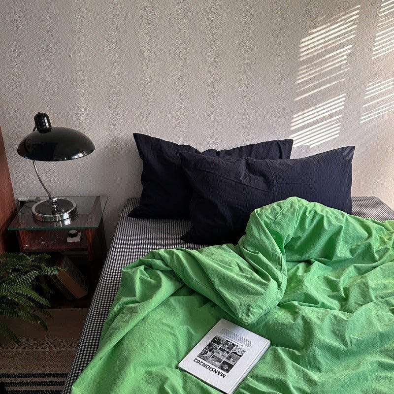  - Ever Lasting - Alessia Gingham Washed Cotton Bedding Set / Blue + Green - Bedding Set - Ever Lasting