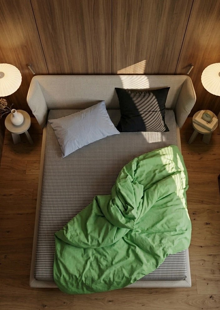  - Ever Lasting - Alessia Gingham Washed Cotton Bedding Set / Green + Blue - Bedding Set - Ever Lasting
