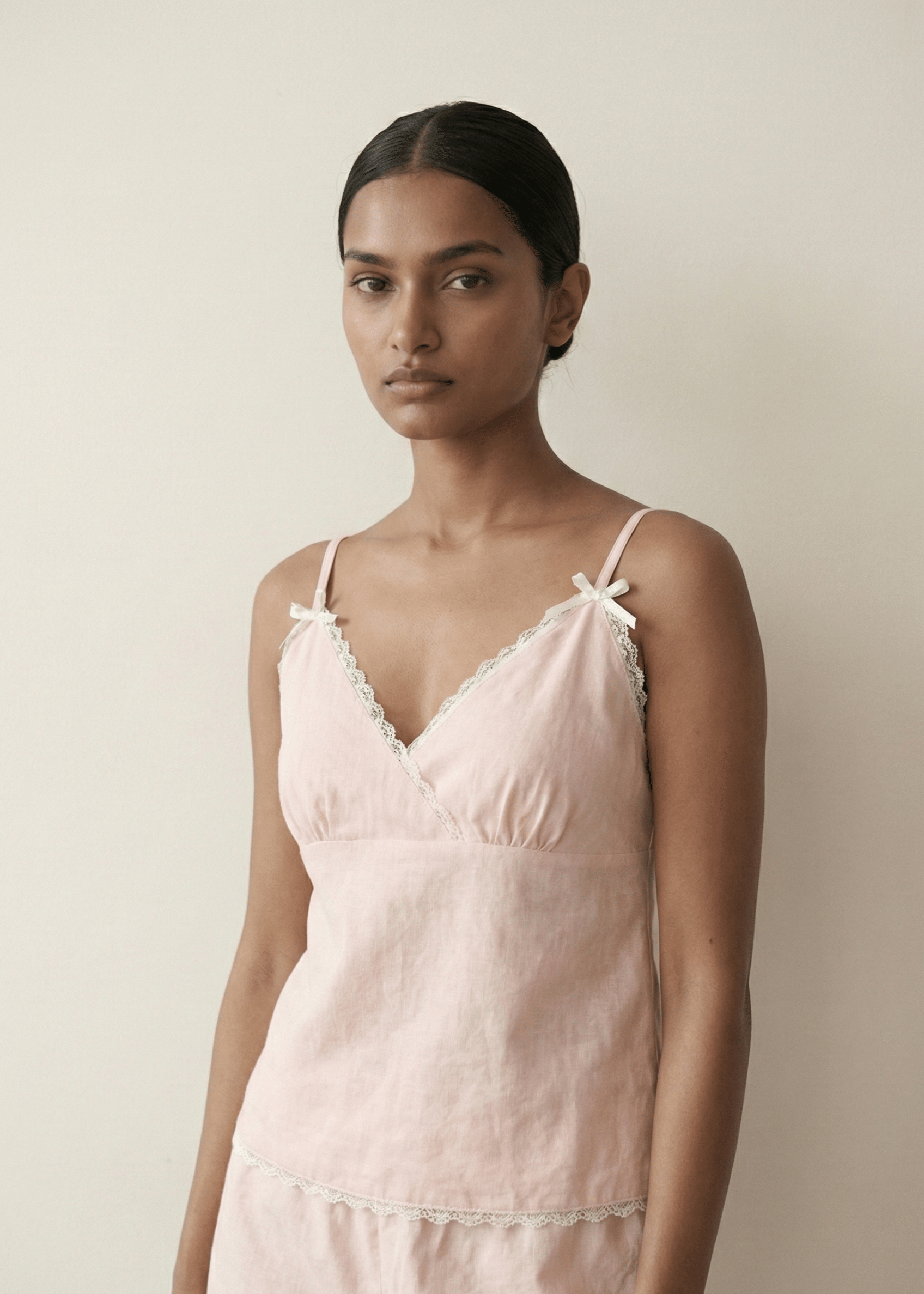  - Ever Lasting - Alma Lace Striped Pajama Set / Pink - Pajamas - Ever Lasting