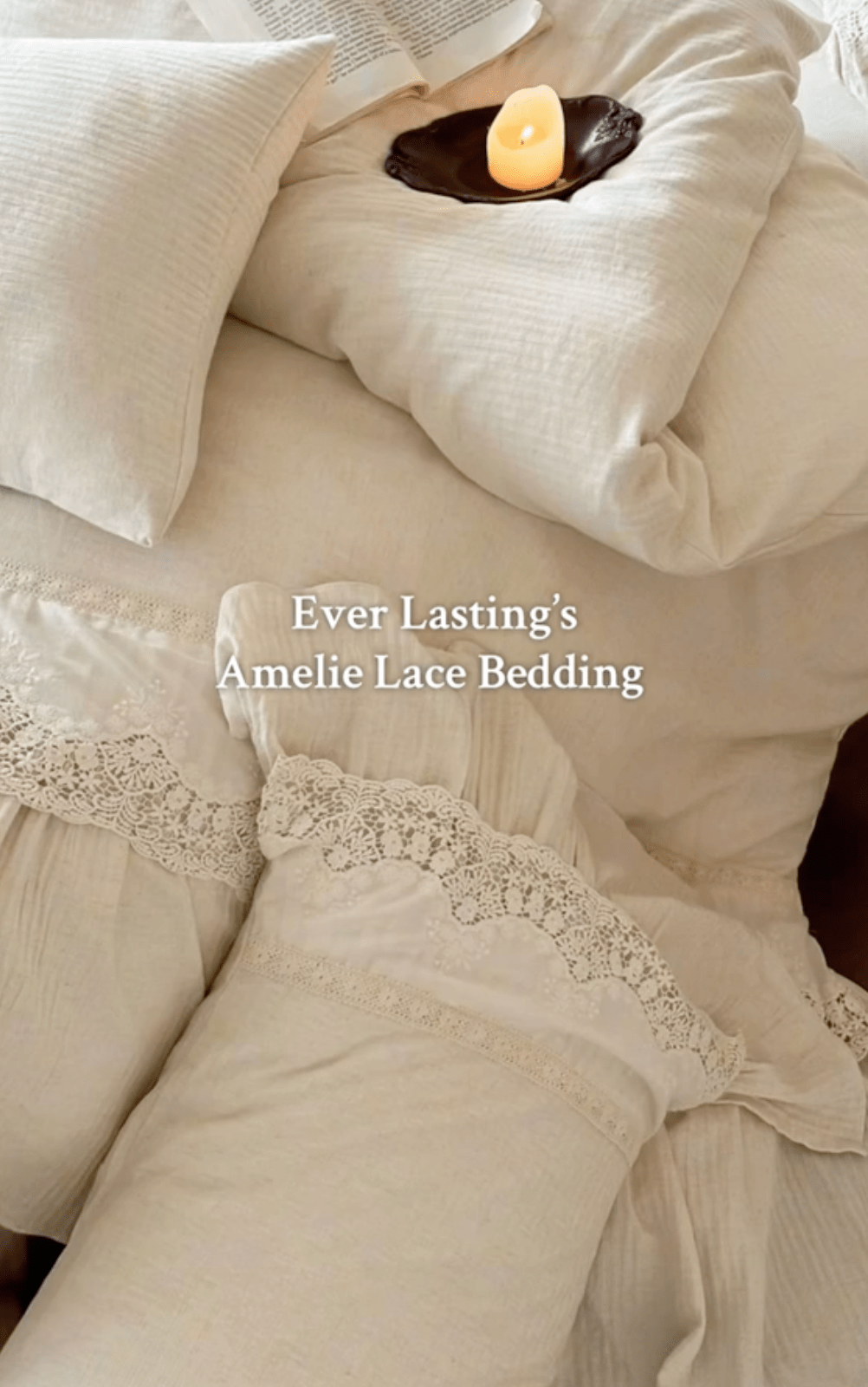 Amelie Lace Embroidered Linen Cotton Bedding Bundle - Ever Lasting