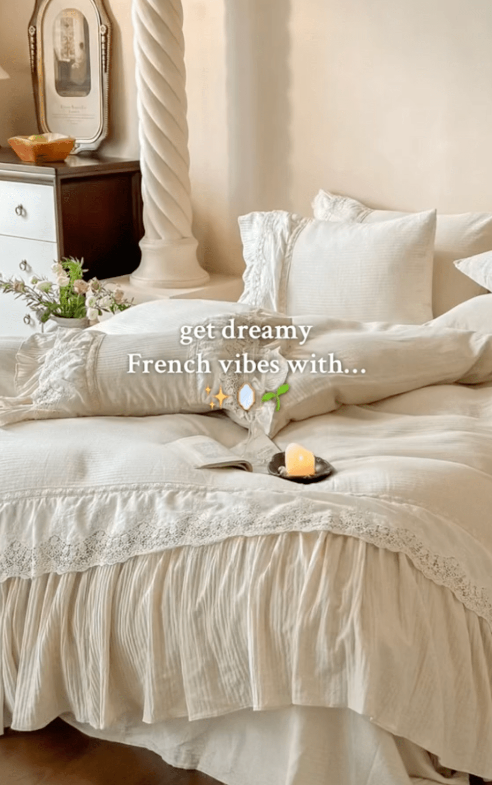 Amelie Lace Embroidered Linen Cotton Bedding Bundle - Ever Lasting