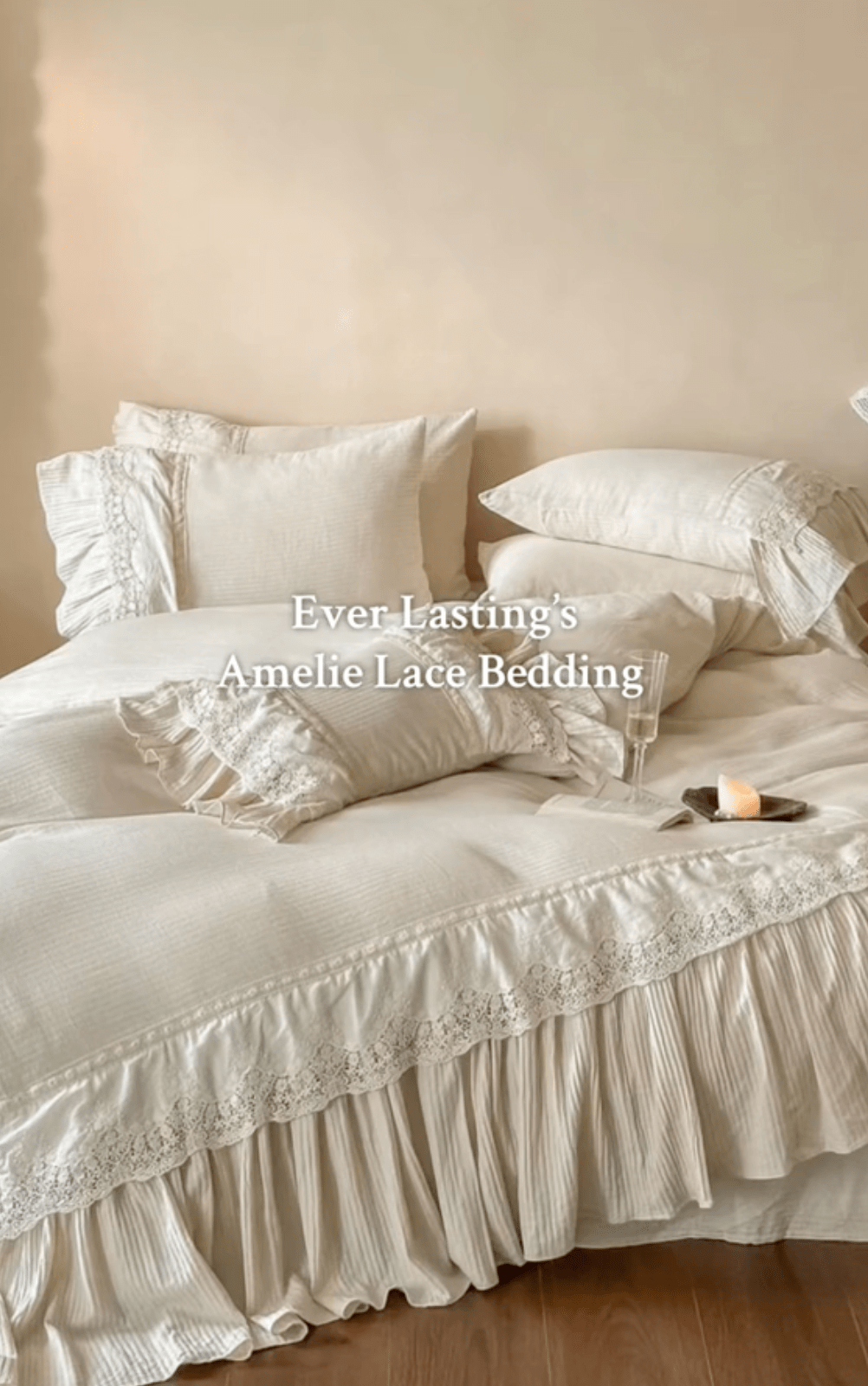Amelie Lace Embroidered Linen Cotton Bedding Bundle - Ever Lasting