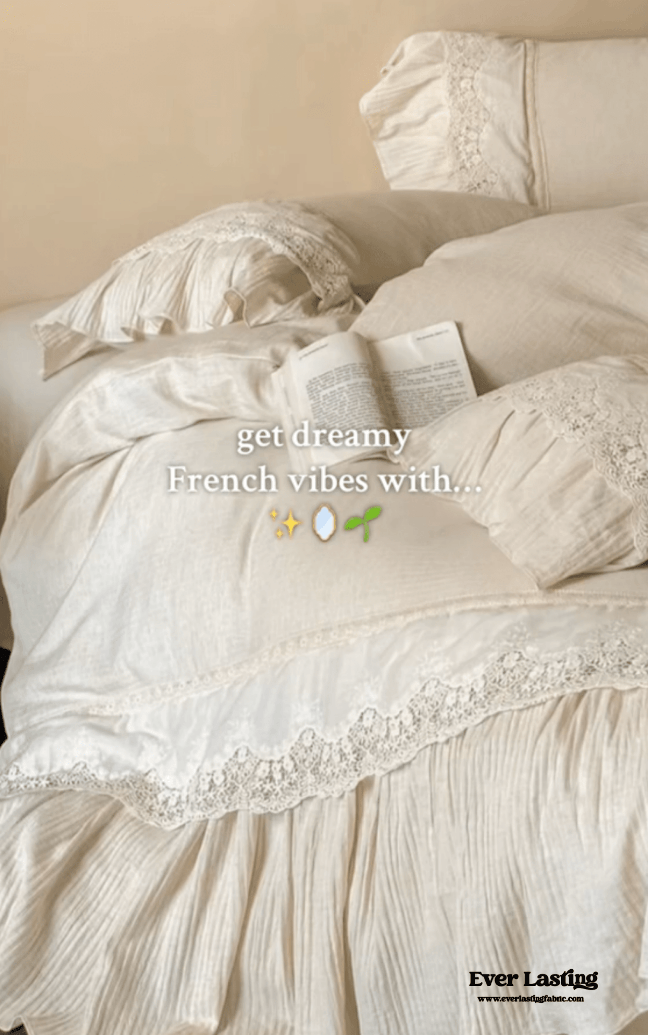 Amelie Lace Embroidered Linen Cotton Bedding Set - Ever Lasting