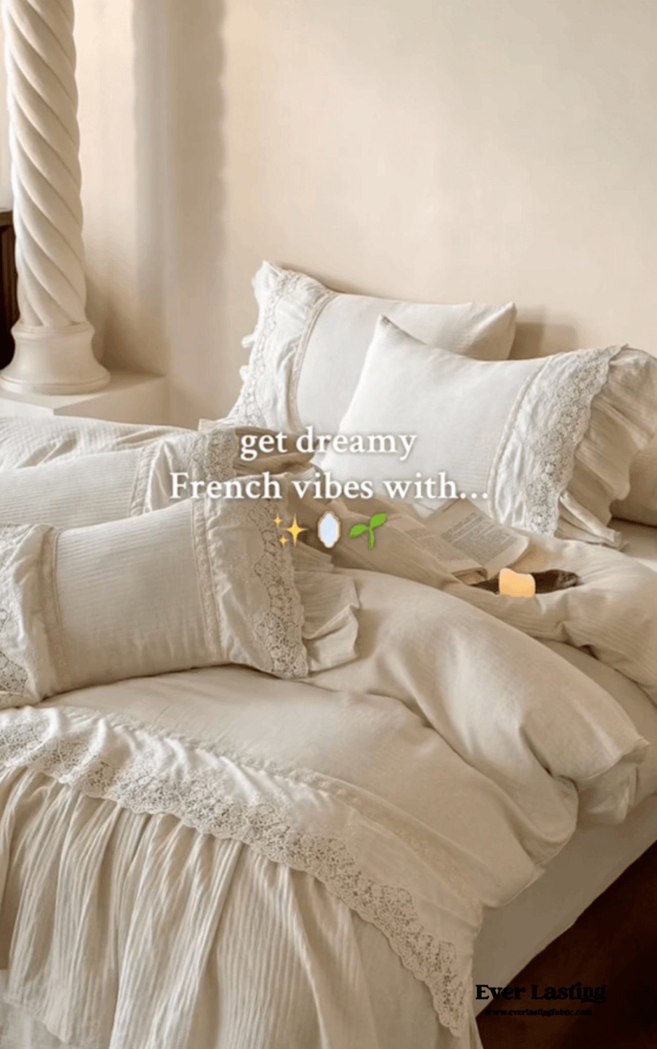 Amelie Lace Embroidered Linen Cotton Bedding Set - Ever Lasting