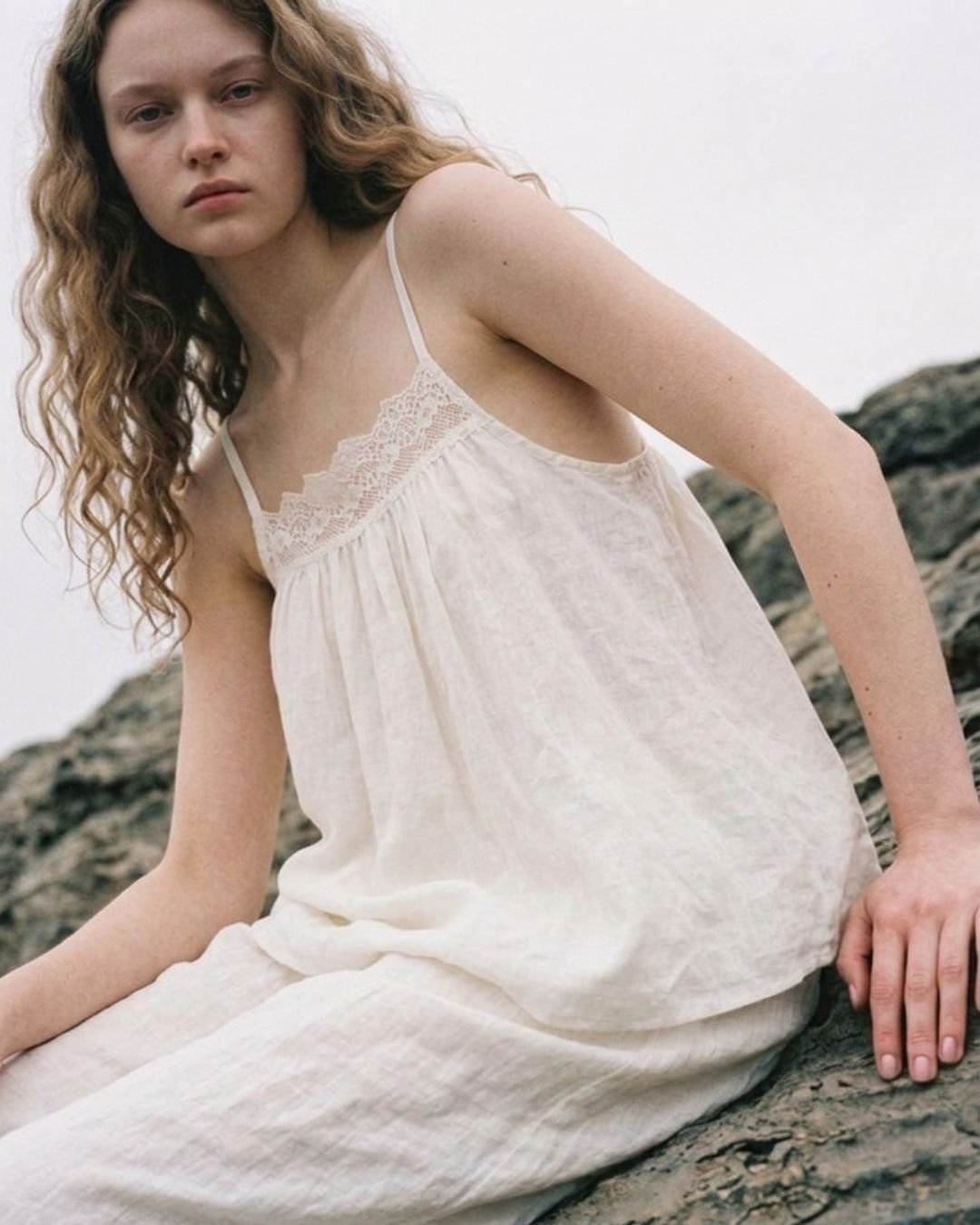  - Ever Lasting - Amie Lace Collar Satin Lightweight Pajama Set / White - Pajamas - Ever Lasting