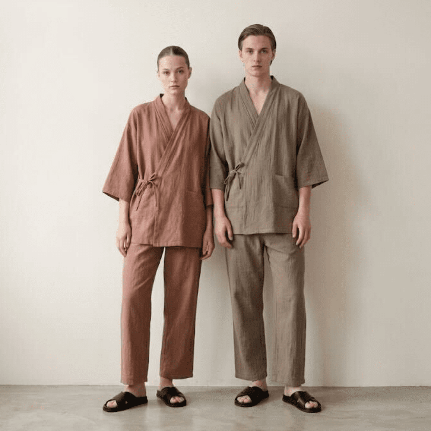  - Ever Lasting - Anaïs Japanese Style Cotton Kimono Pajama Set / Dark Red (Unisex) - Pajamas - Ever Lasting