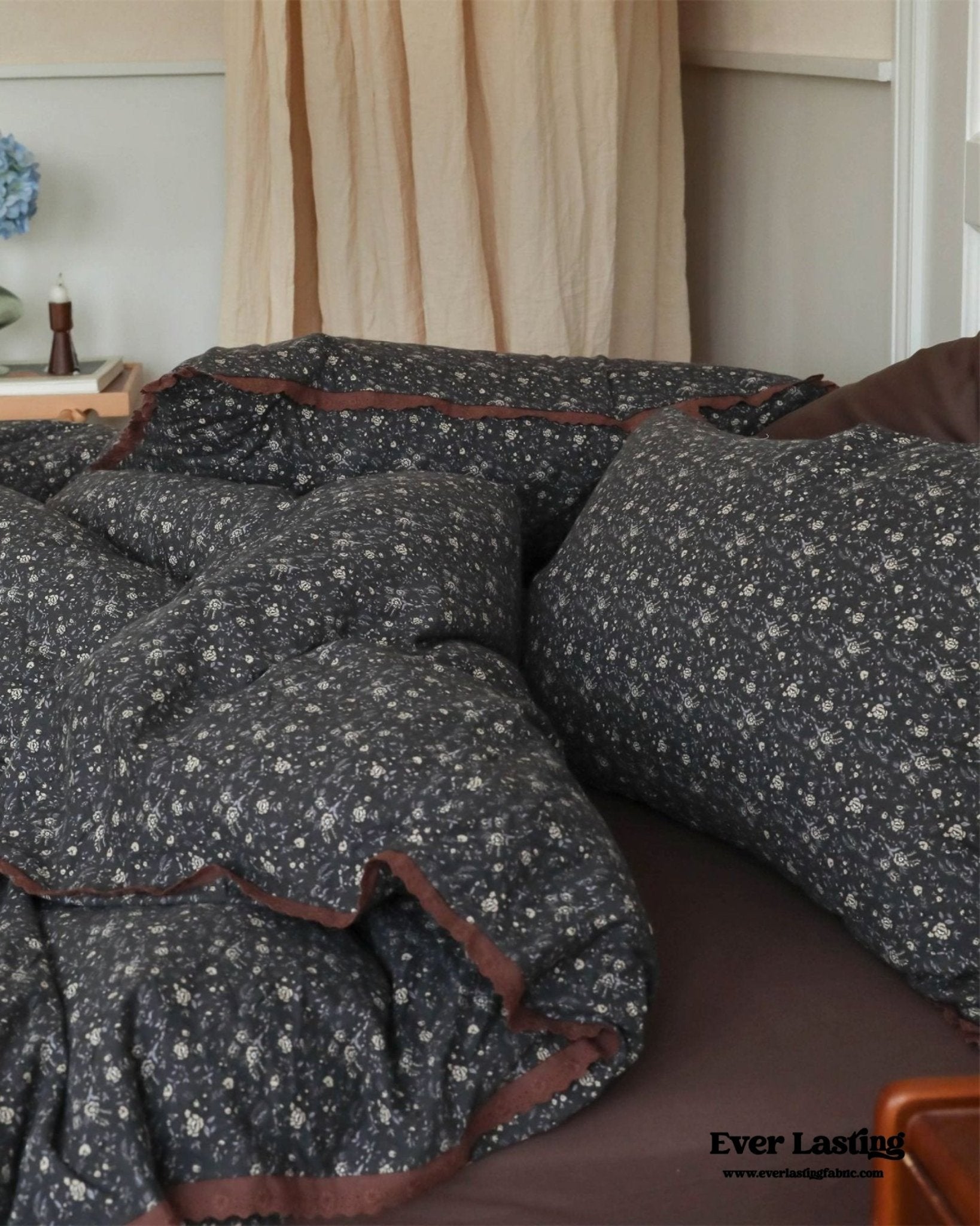 Anaya Rose French Vintage Bedding Set / Black + Brown - Ever Lasting