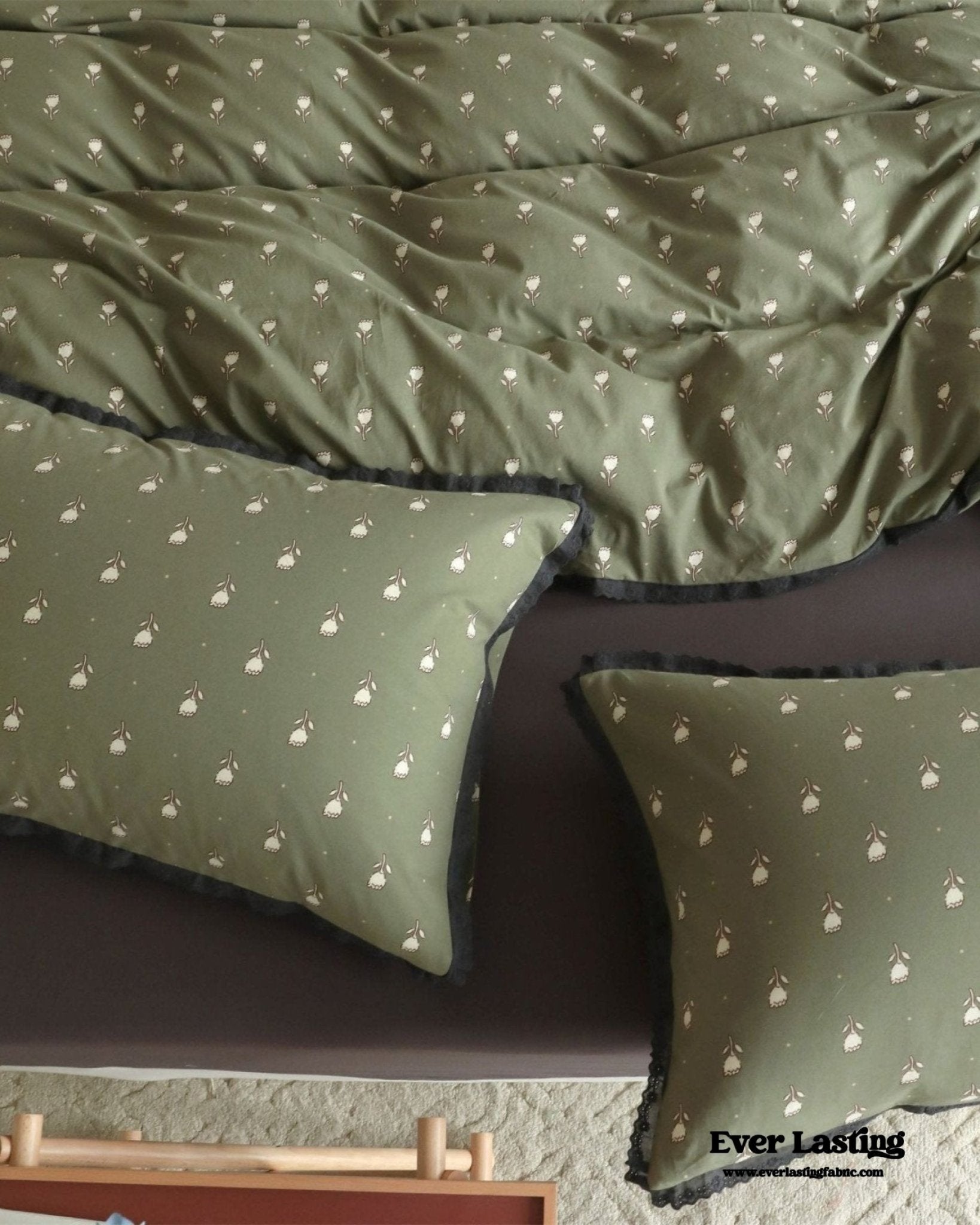 Anaya Rose French Vintage Bedding Set / Green + Brown - Ever Lasting