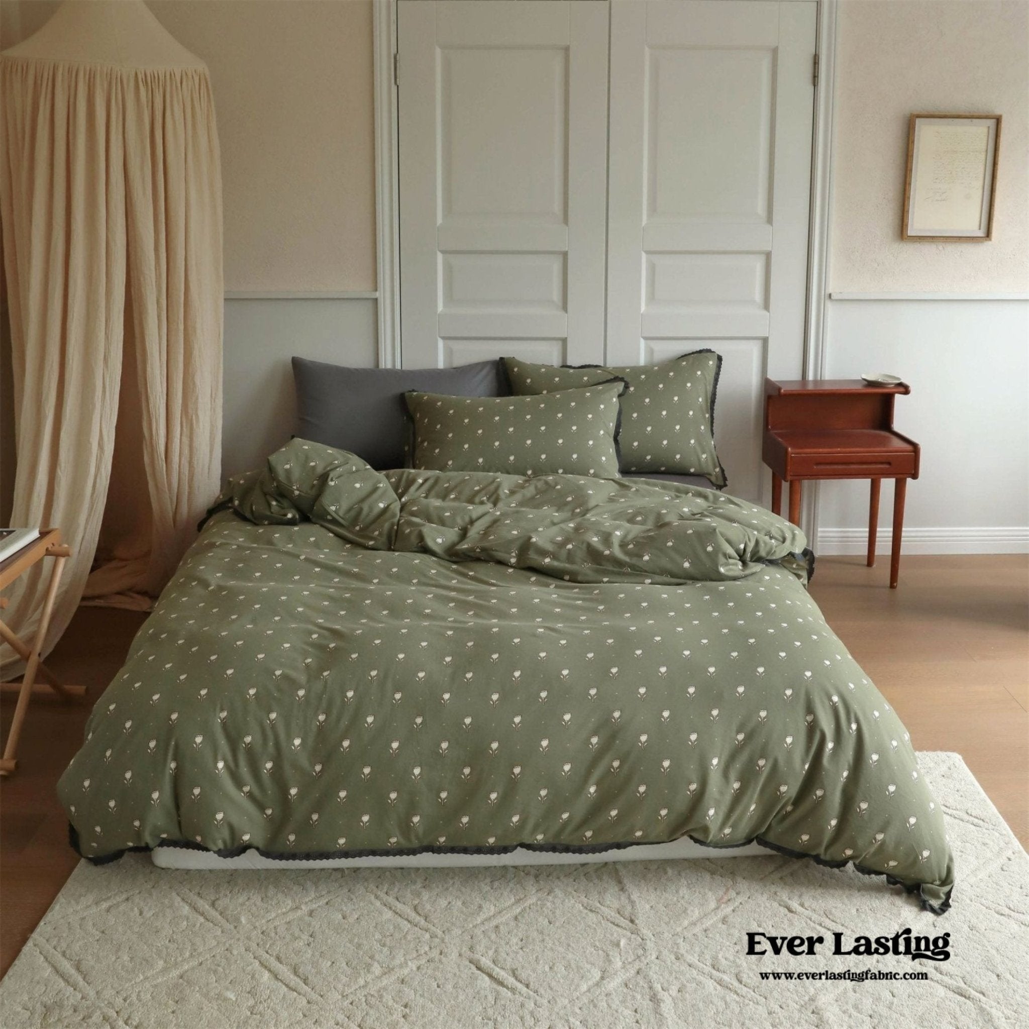 Anaya Rose French Vintage Bedding Set / Green + Brown - Ever Lasting