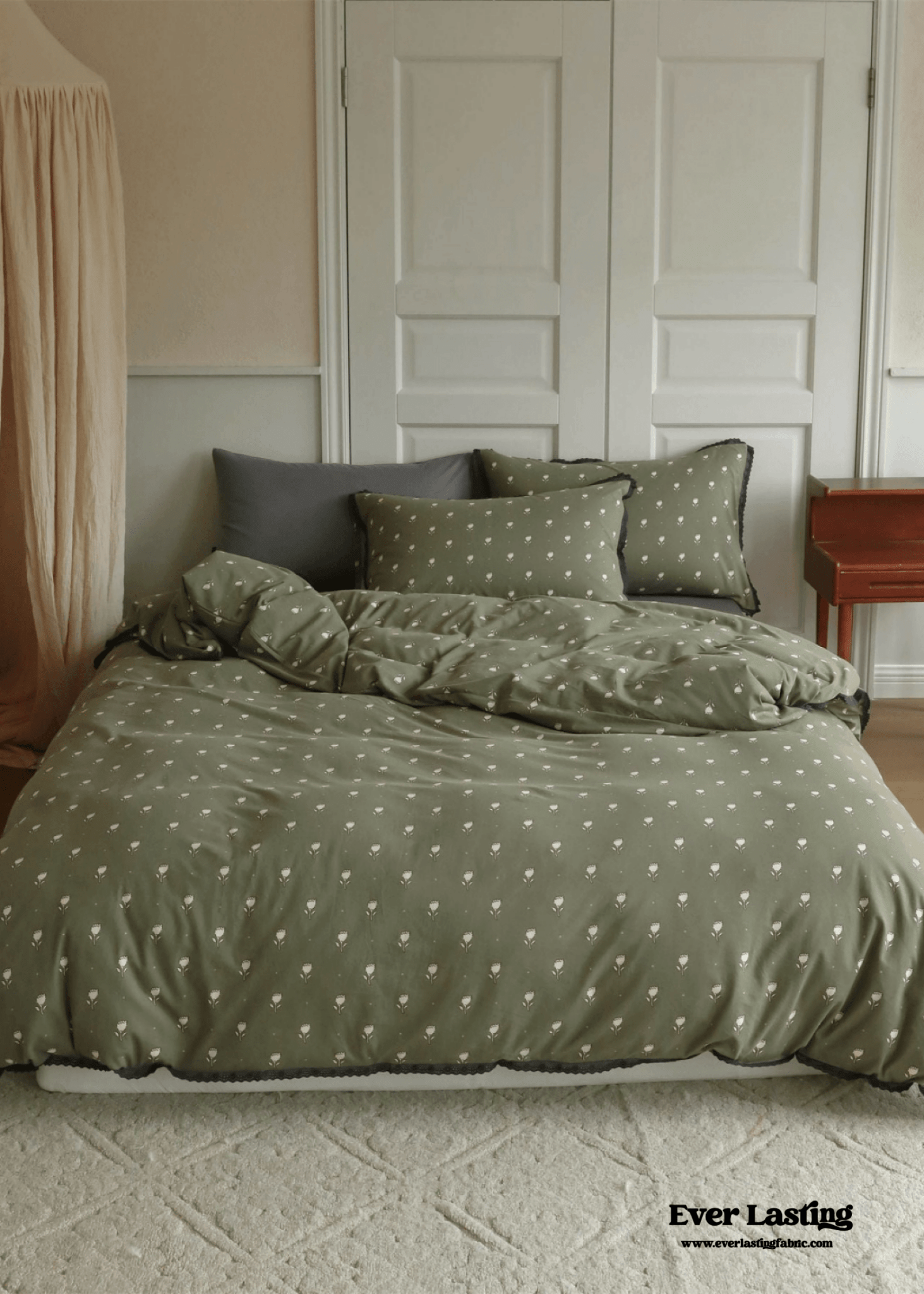 Anaya Rose French Vintage Bedding Set / Green + Brown - Ever Lasting