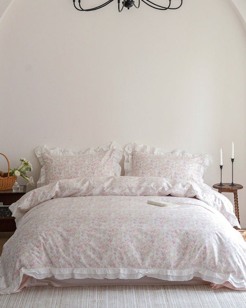 Annie Lace Ruffle Floral Bedding Set / Blue - Ever Lasting