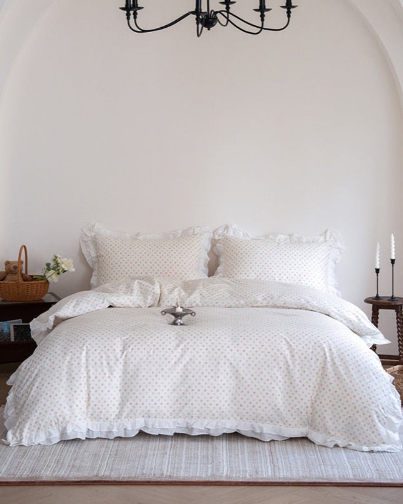 Annie Lace Ruffle Floral Bedding Set / Blue - Ever Lasting