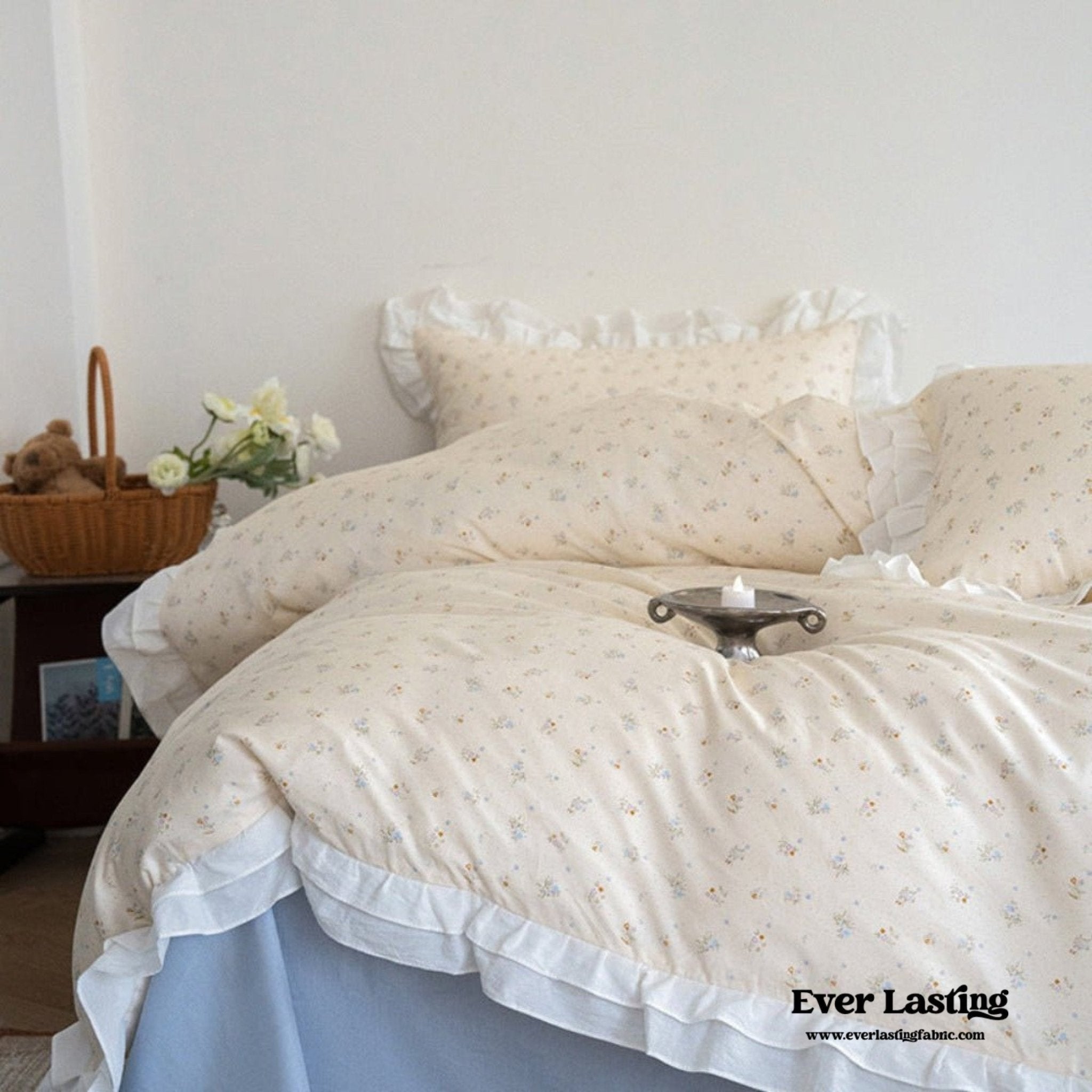 Annie Lace Ruffle Floral Bedding Set / Pink - Ever Lasting