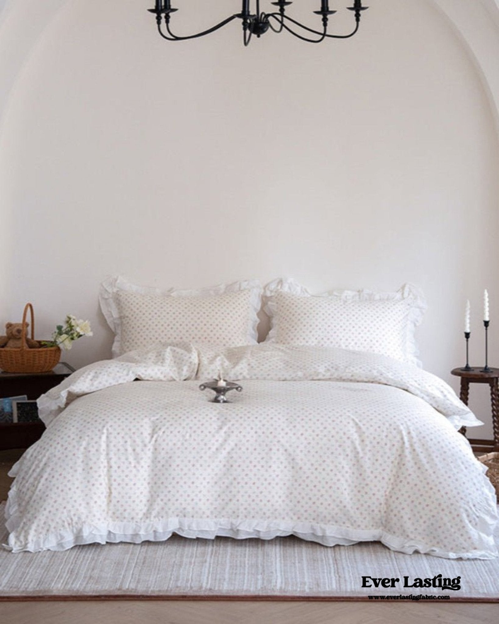 Annie Lace Ruffle Floral Bedding Set / Pink - Ever Lasting