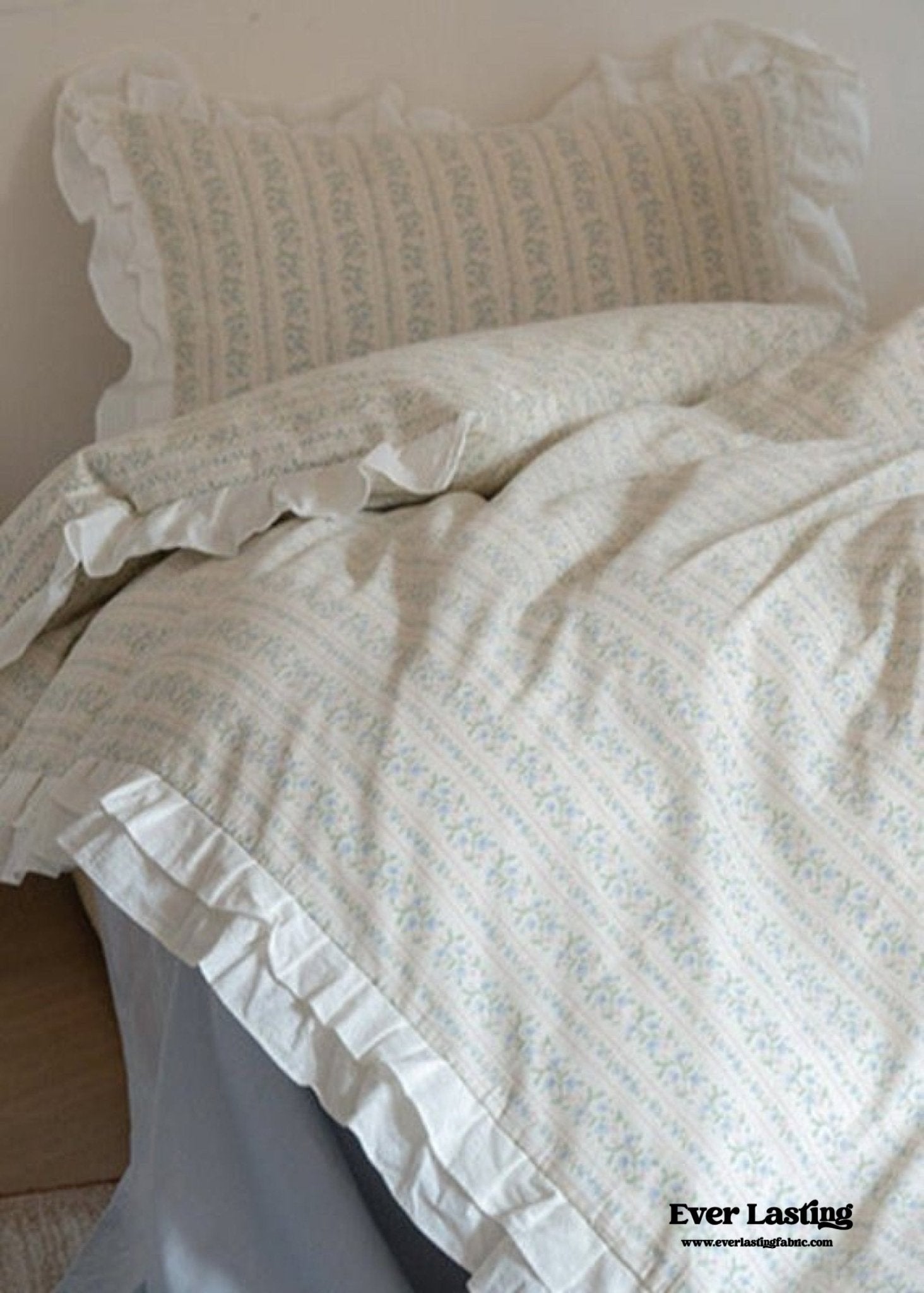 Annie Lace Ruffle Floral Bedding Set / Pink Beige - Ever Lasting