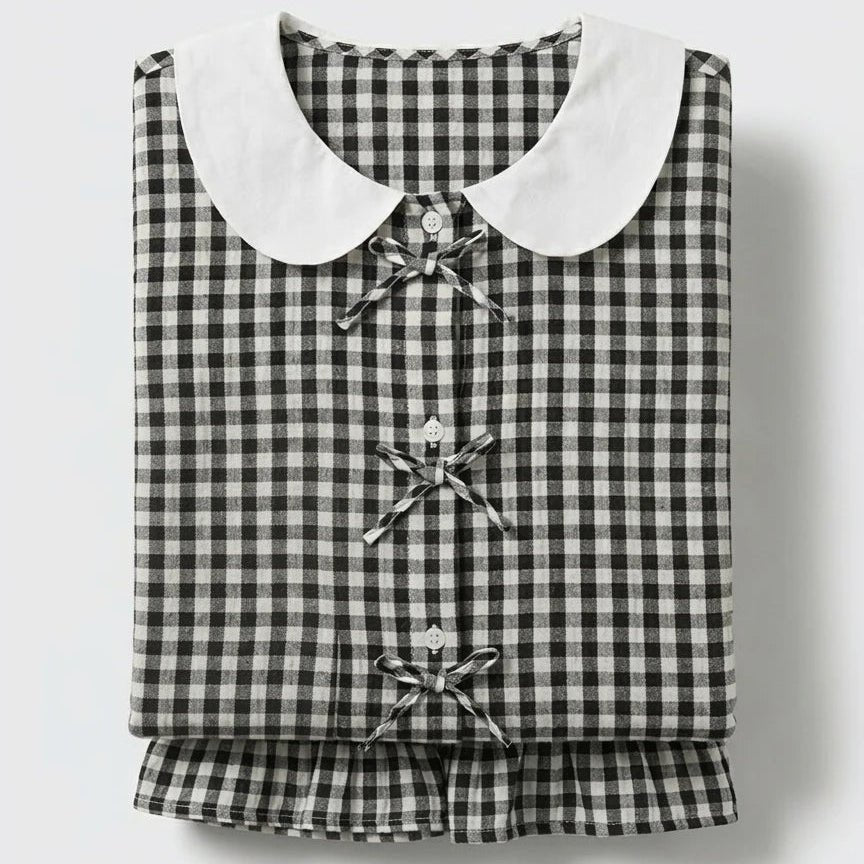  - Ever Lasting - Annie Soft Gingham Lounge Set / Black - Pajamas - Ever Lasting