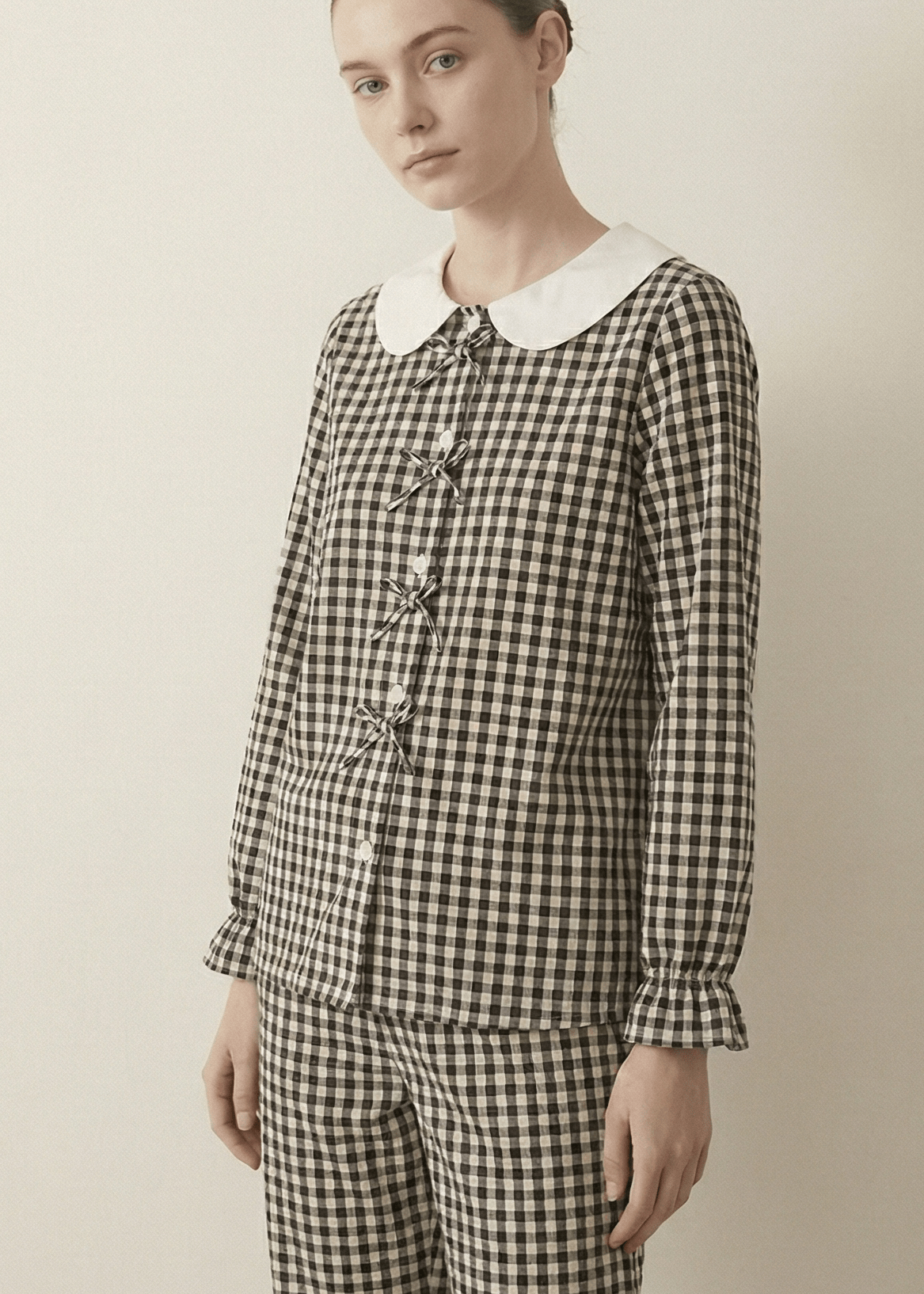  - Ever Lasting - Annie Soft Gingham Lounge Set / Black - Pajamas - Ever Lasting