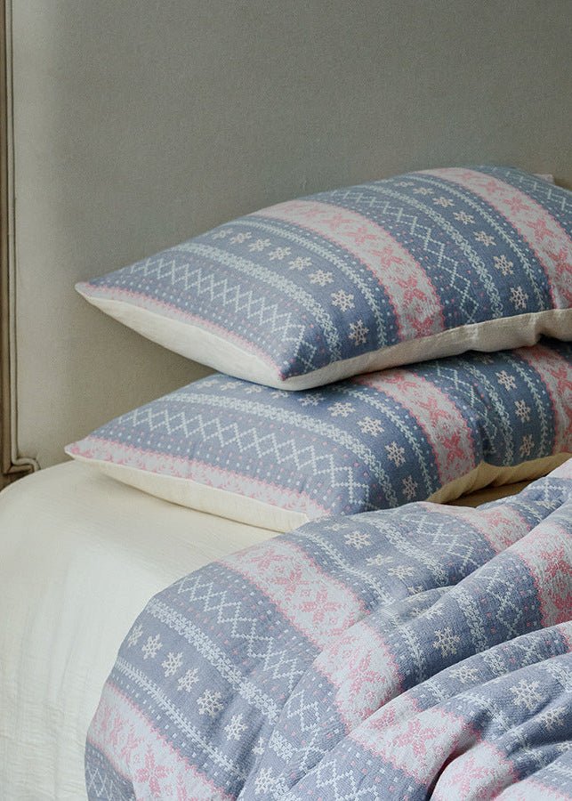  - Ever Lasting - Anya Striped Jacquard Bedding Set / Blue - Bedding Set - Ever Lasting