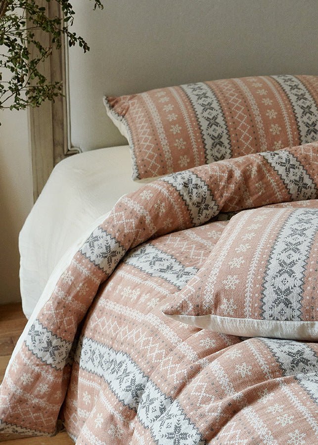  - Ever Lasting - Anya Striped Jacquard Bedding Set / Blue - Bedding Set - Ever Lasting