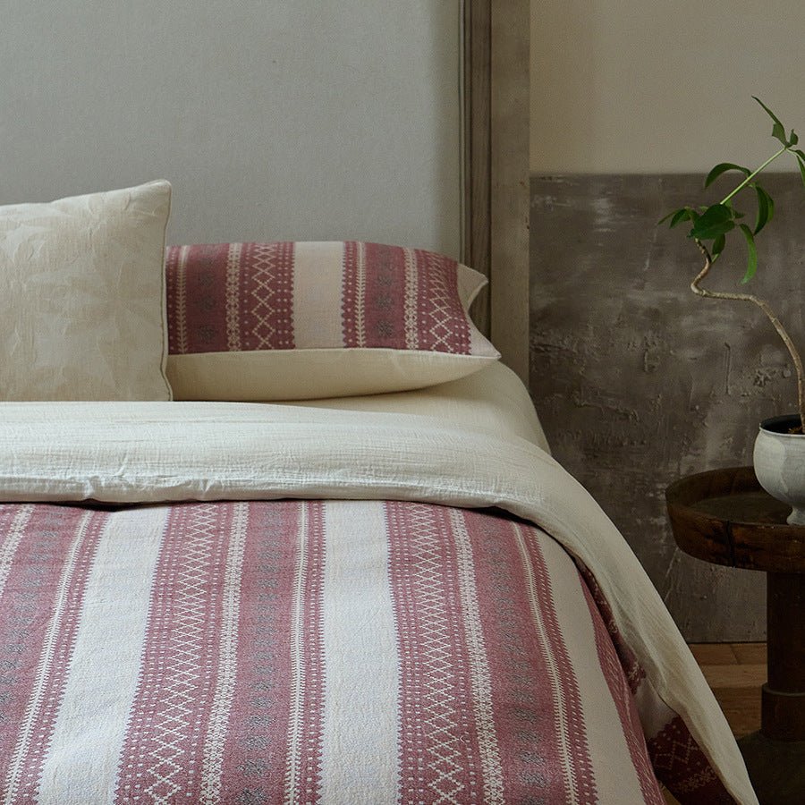  - Ever Lasting - Anya Striped Jacquard Bedding Set / Blue - Bedding Set - Ever Lasting