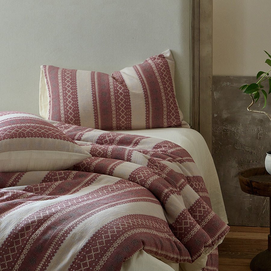  - Ever Lasting - Anya Striped Jacquard Bedding Set / Blue - Bedding Set - Ever Lasting