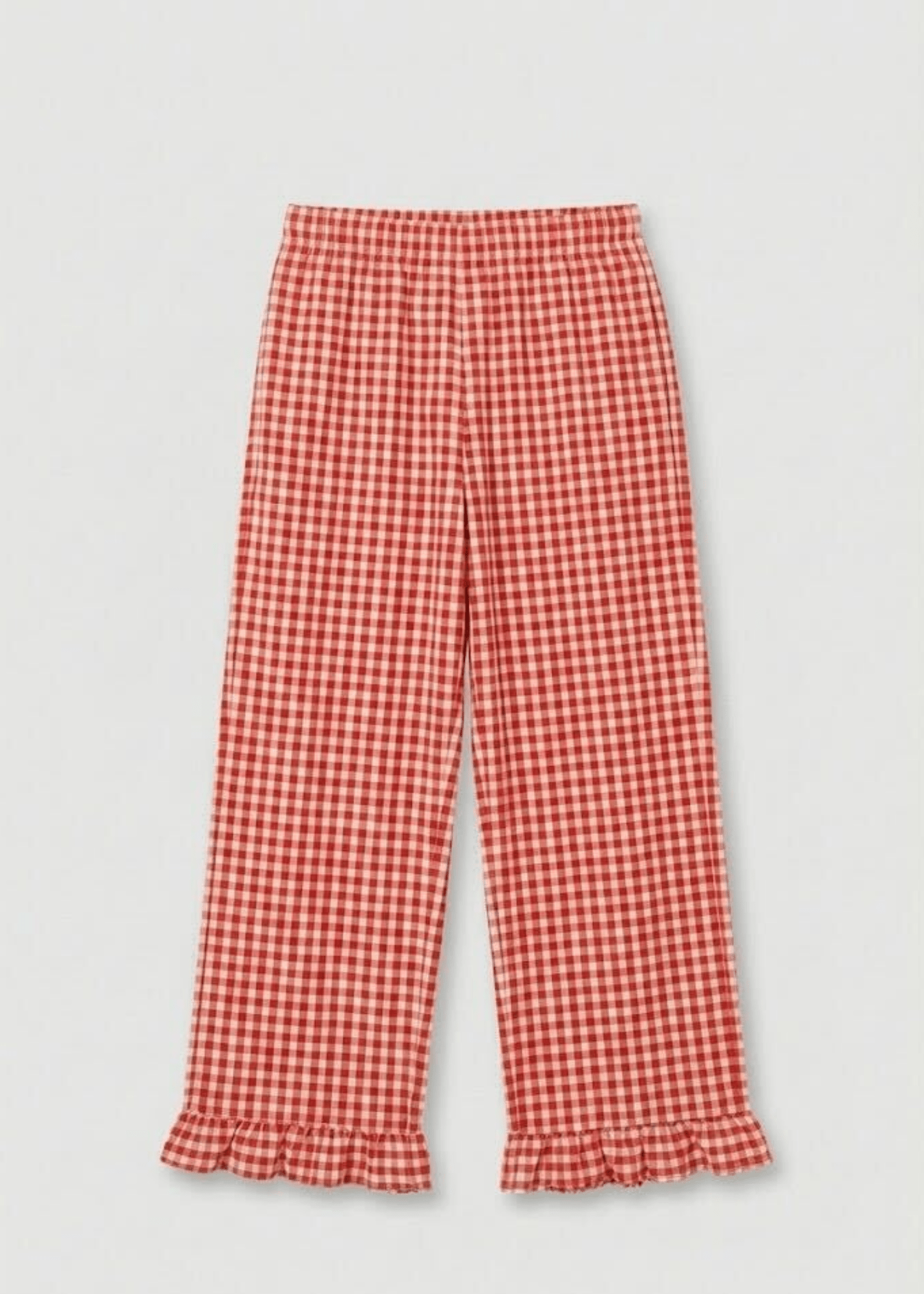  - Ever Lasting - Ariane Gingham Boat Neck Combed Cotton Pajama Set / Red - Pajama Set - Ever Lasting