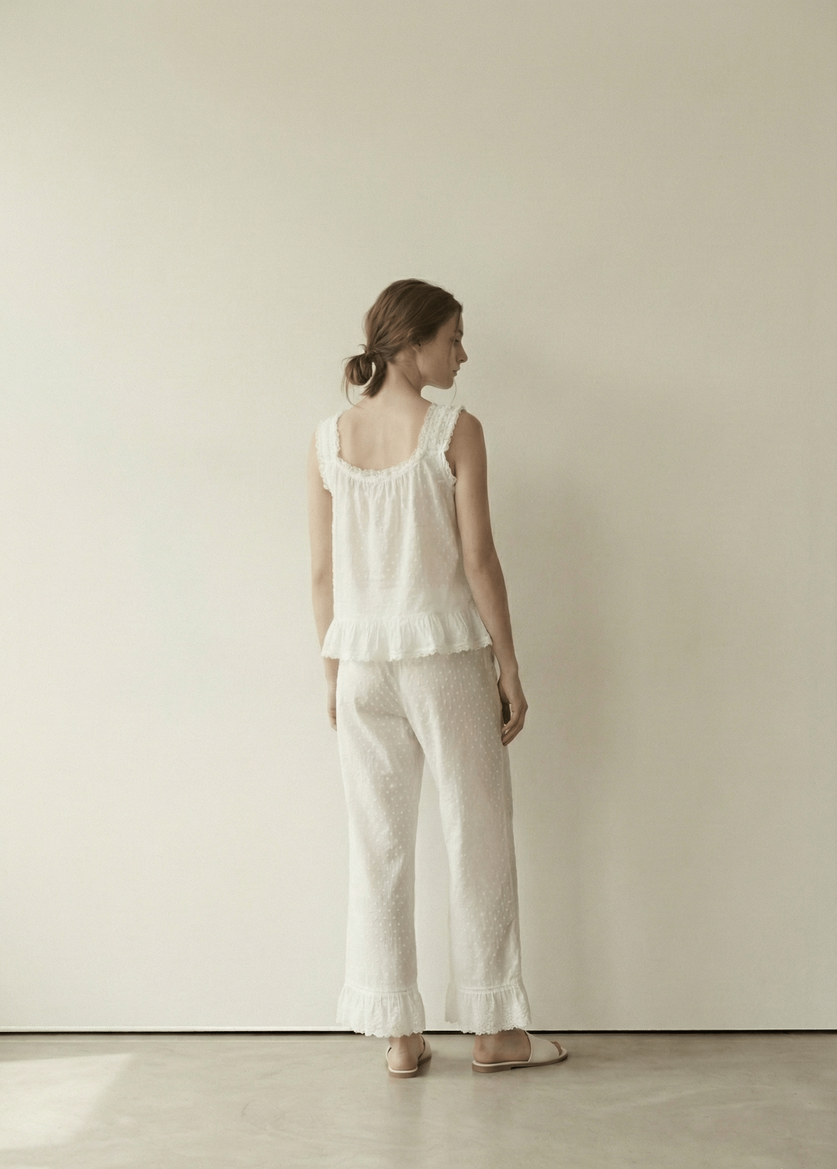  - Ever Lasting - Arielle Cotton Embroidered Lounge Set / White - Pajamas - Ever Lasting